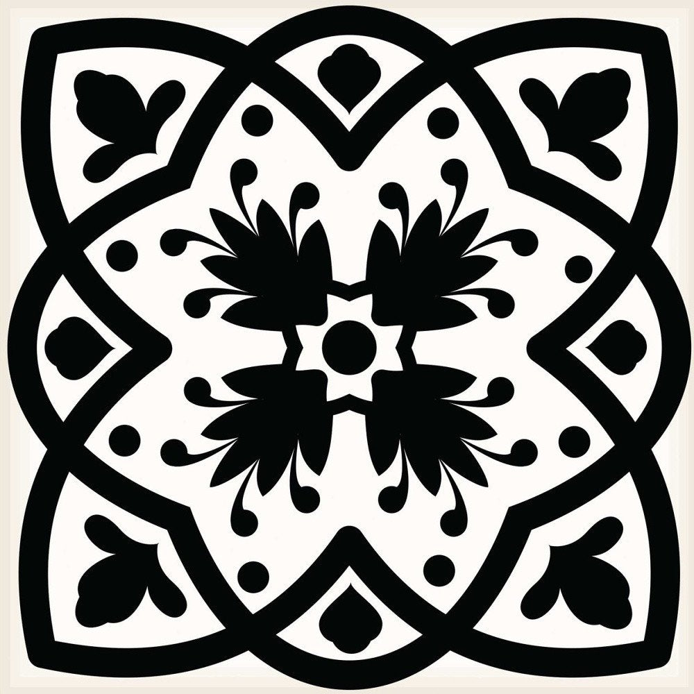 7" x 7" Black Gray And White Vinyl Peel And Stick Removable Tiles