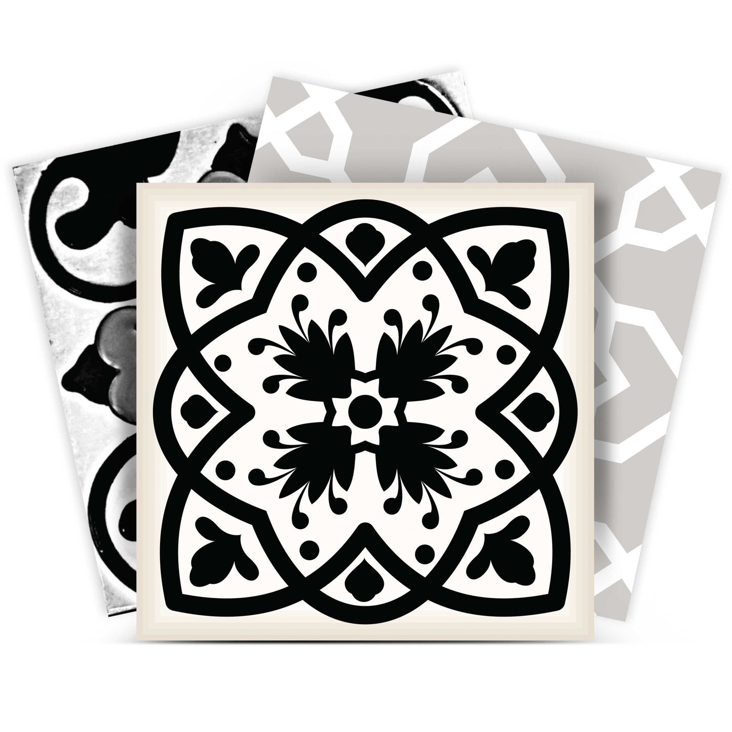 7" X 7" Black White and Gray Bella Peel and Stick Tiles