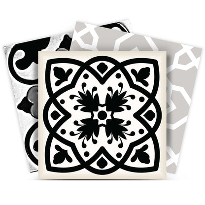 7" X 7" Black White and Gray Bella Peel and Stick Tiles