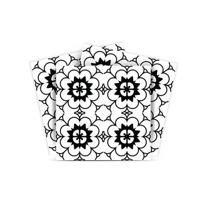 7" x 7" Black And White Peel And Stick Removable Tiles