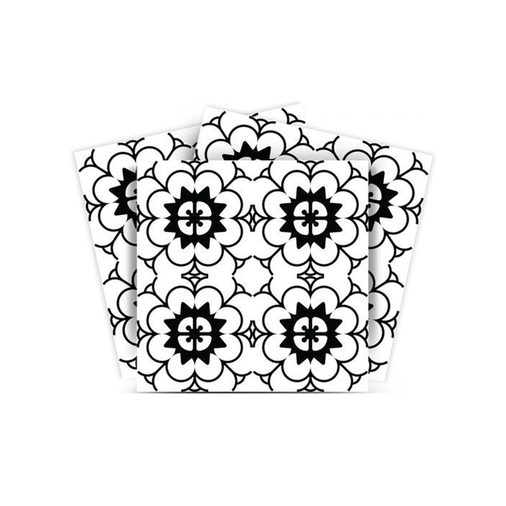 7" x 7" Black And White Peel And Stick Removable Tiles