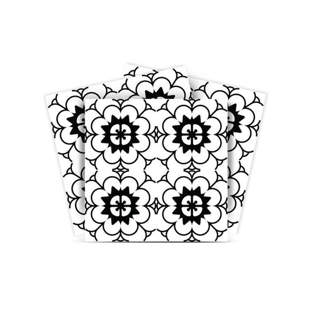 7" x 7" Black And White Peel And Stick Removable Tiles