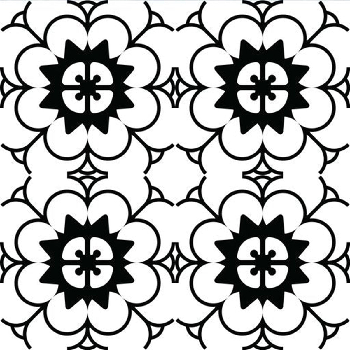 4" X 4" Black and White Gerber Peel and Stick Removable Tiles