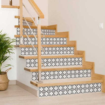 7" x 7" Black And White Peel And Stick Removable Tiles