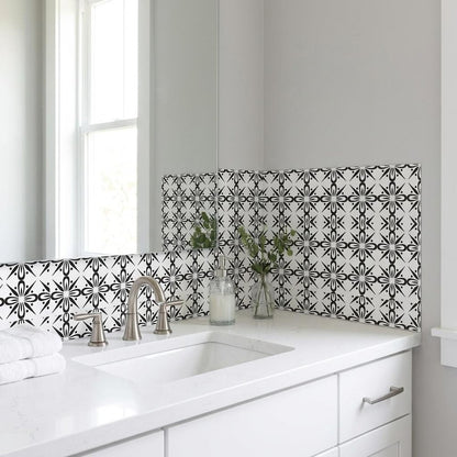 7" x 7" Black And White Peel And Stick Removable Tiles