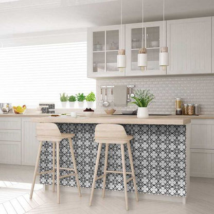 4" X 4" Black and White Quattra Peel and Stick Removable Tiles