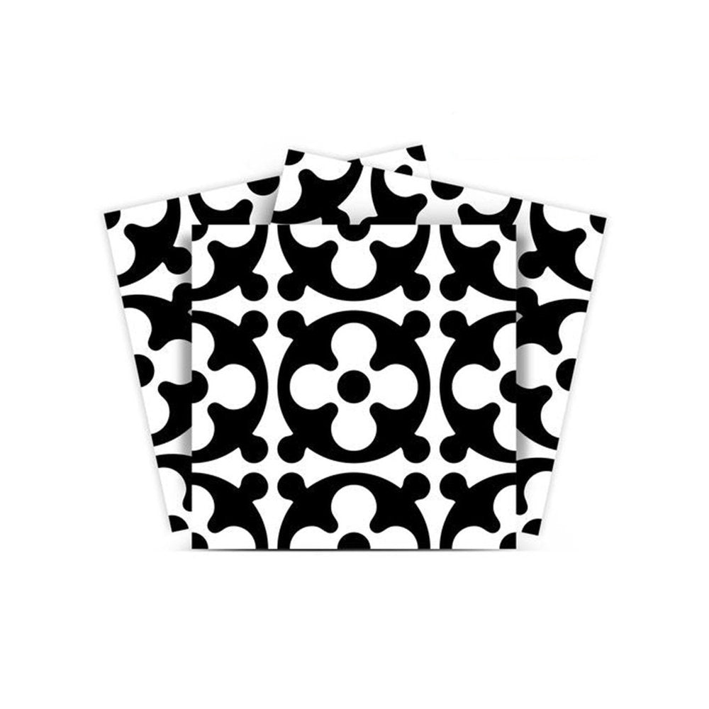 7" x 7" Black And White Peel And Stick Removable Tiles