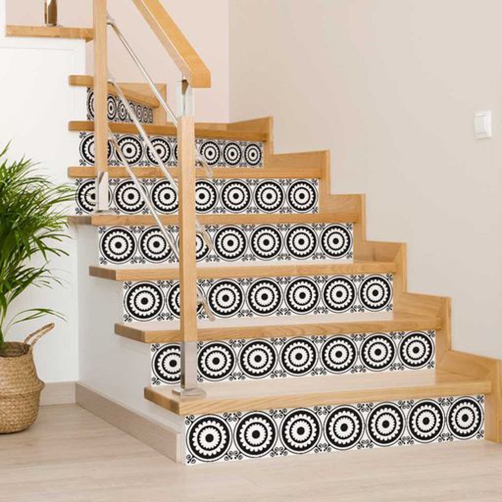 7" x 7" Black And White Peel And Stick Removable Tiles