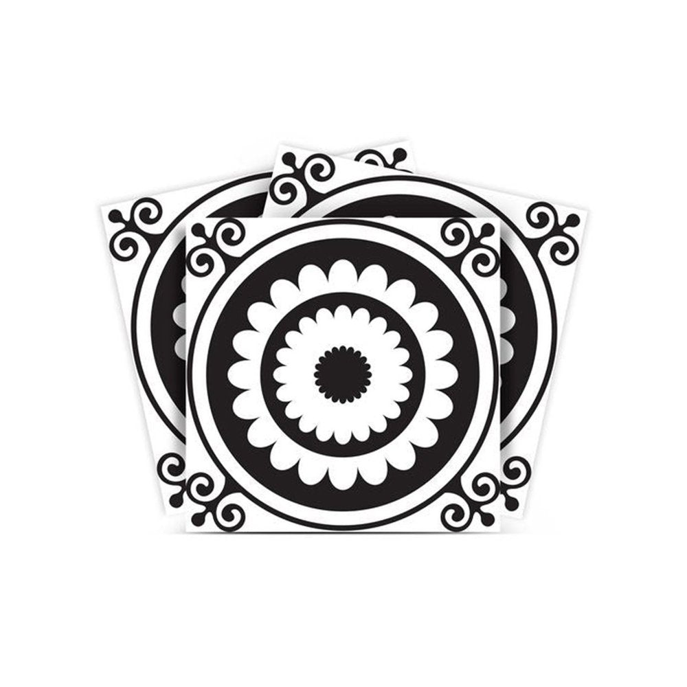 7" x 7" Black And White Peel And Stick Removable Tiles