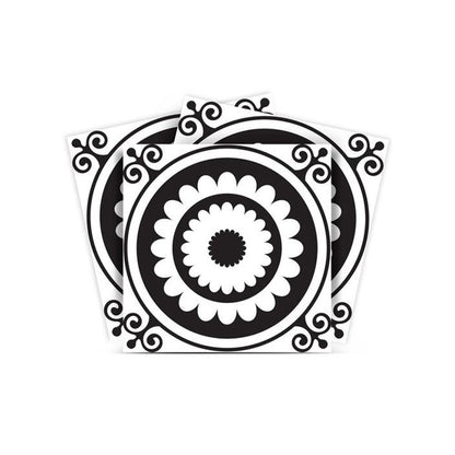 7" x 7" Black And White Peel And Stick Removable Tiles