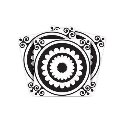 7" x 7" Black And White Peel And Stick Removable Tiles