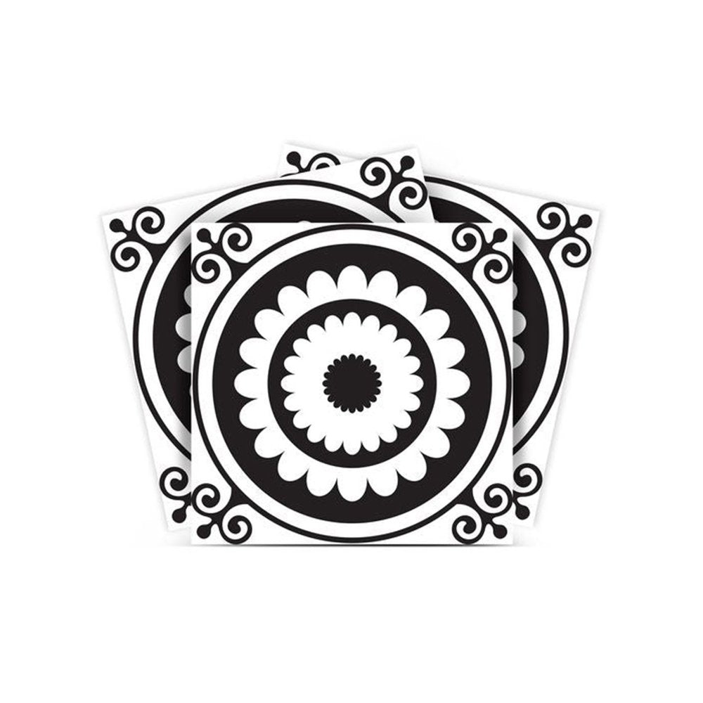 7" x 7" Black And White Peel And Stick Removable Tiles