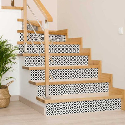 7" x 7" Black And White Peel And Stick Removable Tiles