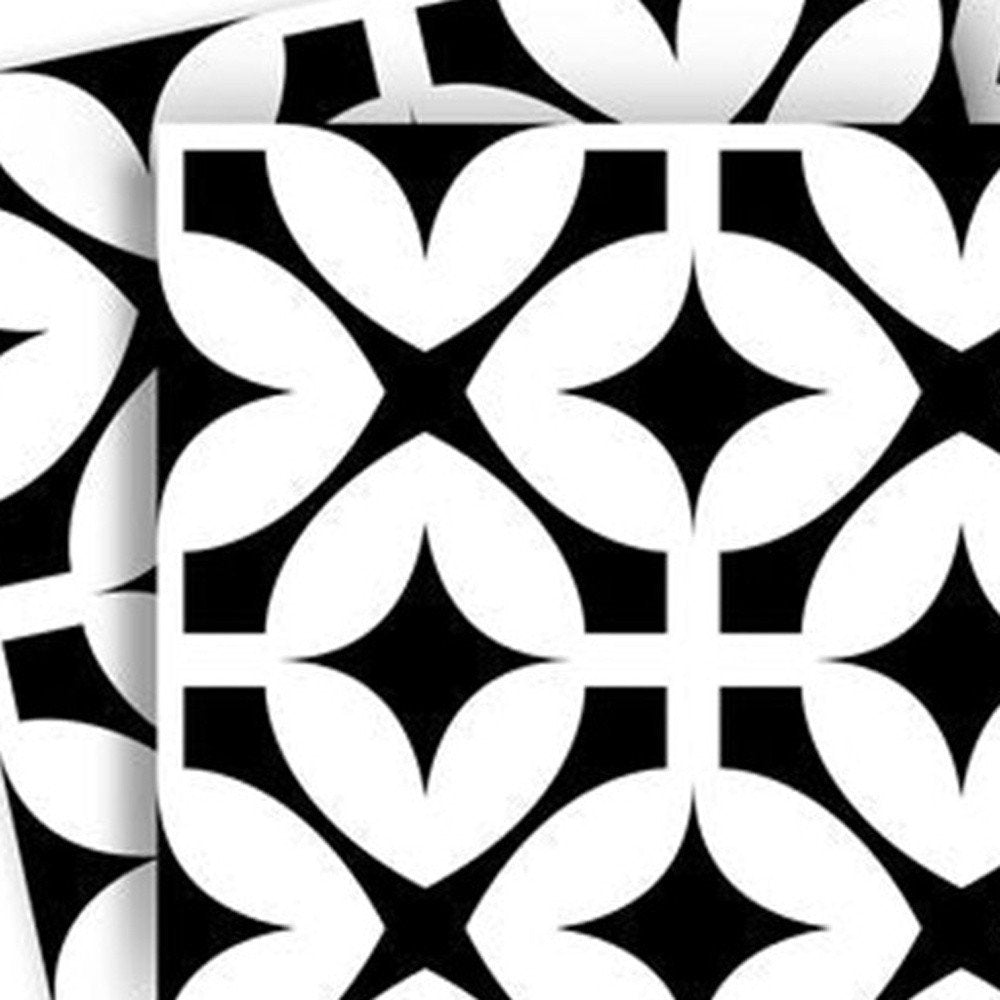 7" x 7" Black And White Peel And Stick Removable Tiles