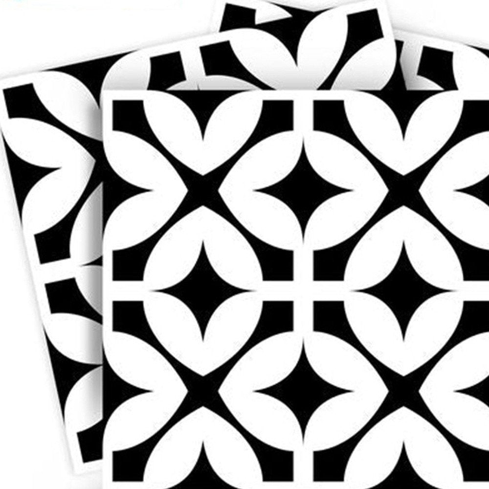 7" x 7" Black And White Peel And Stick Removable Tiles