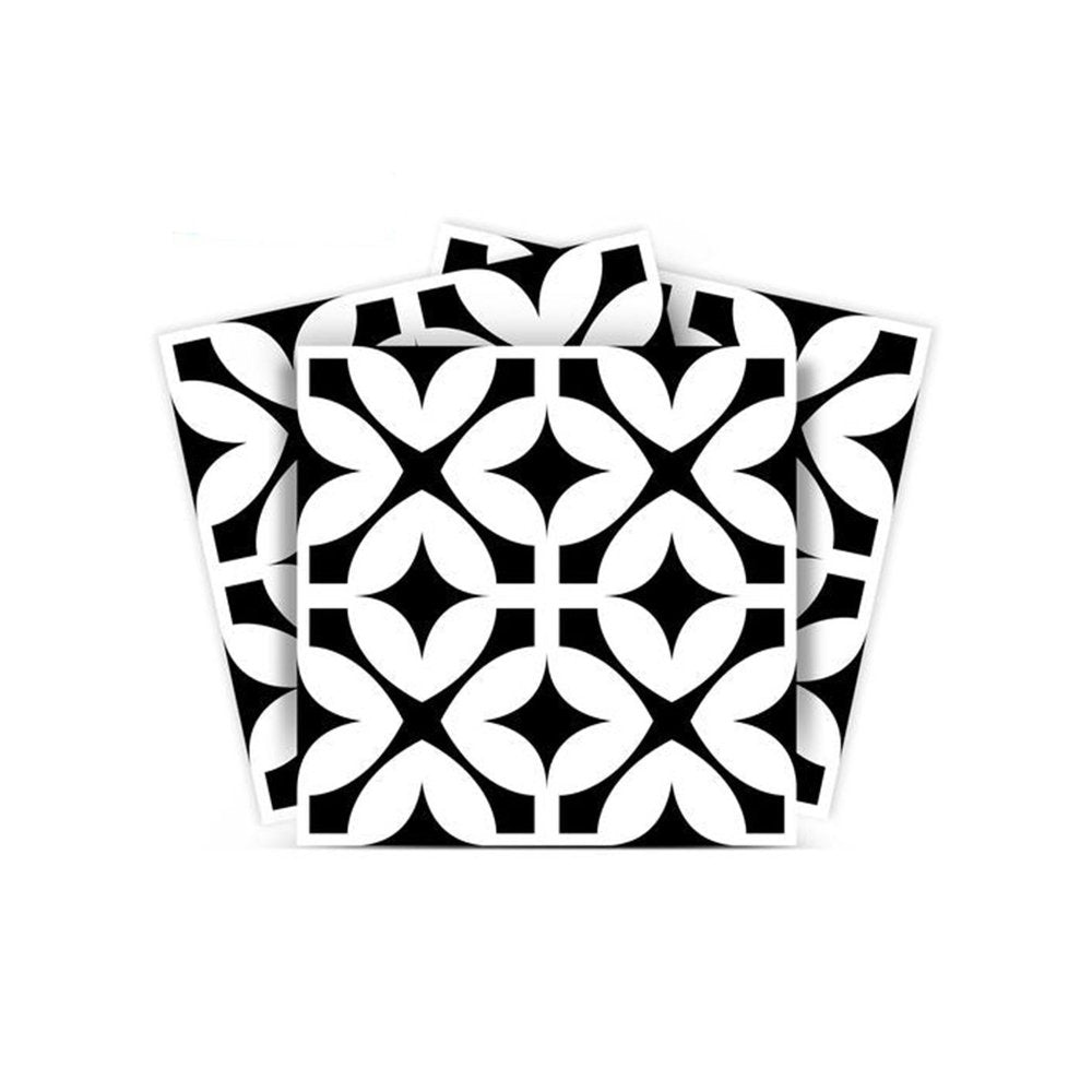7" x 7" Black And White Peel And Stick Removable Tiles