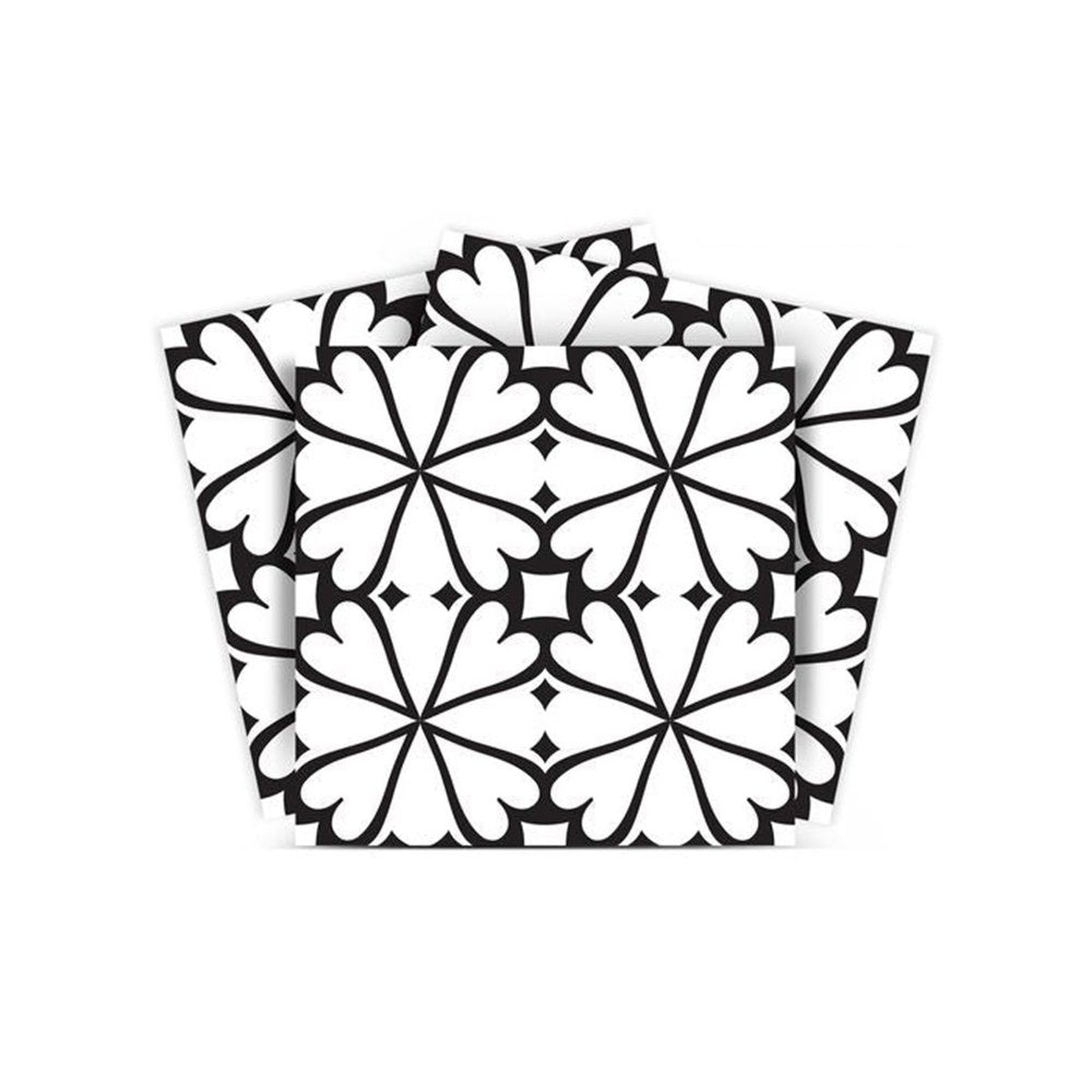 7" x 7" Black And White Peel And Stick Removable Tiles
