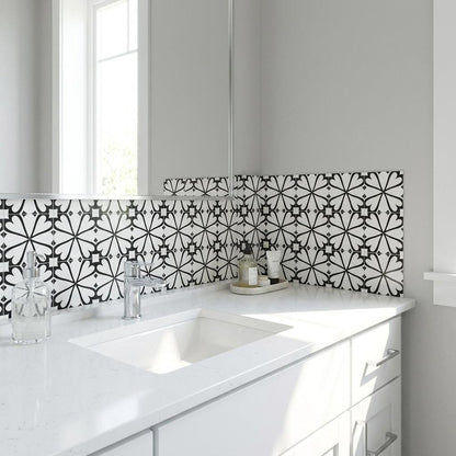 7" x 7" Black And White Peel And Stick Removable Tiles