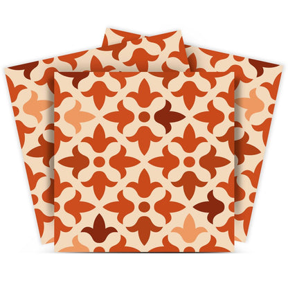 7" x 7" Terra Cotta Vinyl Peel And Stick Removable Tiles