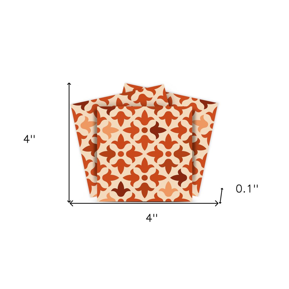 7" x 7" Terra Cotta Vinyl Peel And Stick Removable Tiles