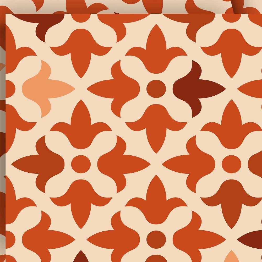 7" x 7" Terra Cotta Vinyl Peel And Stick Removable Tiles