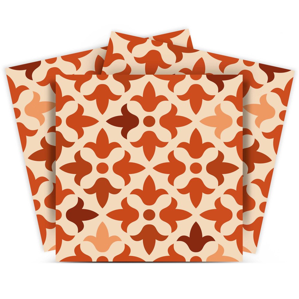 7" x 7" Terra Cotta Vinyl Peel And Stick Removable Tiles