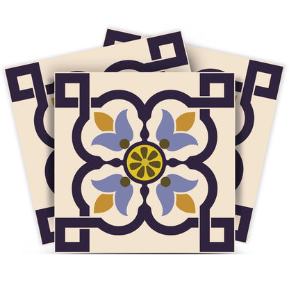 7" x 7" Blue And Yellow Vinyl Peel And Stick Removable Tiles