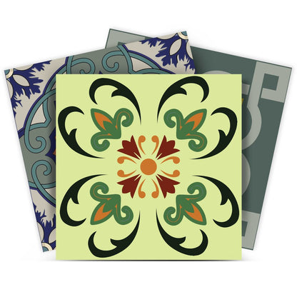 7" x 7" Blue And Green Peel And Stick Removable Tiles