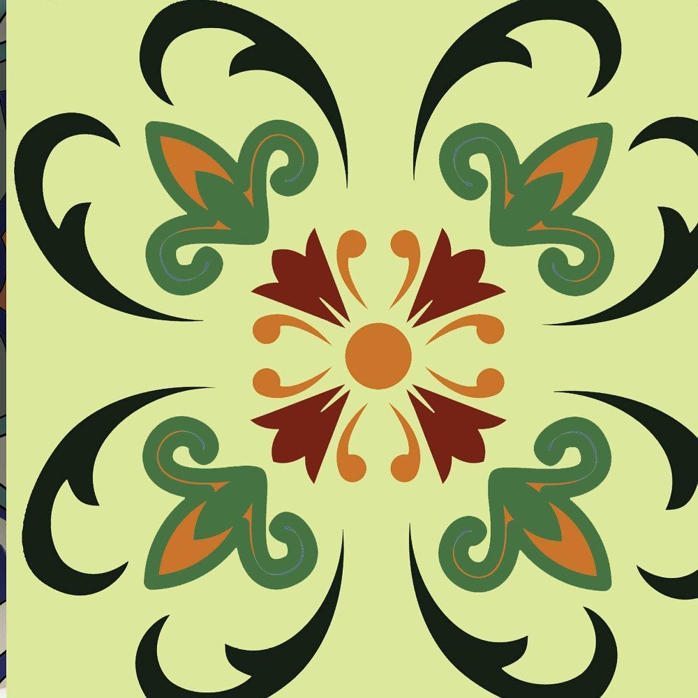 7" x 7" Blue And Green Peel And Stick Removable Tiles