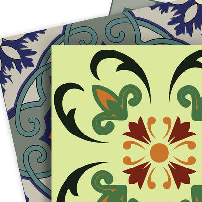 7" x 7" Blue And Green Peel And Stick Removable Tiles