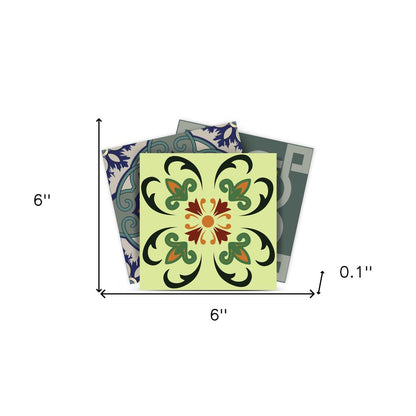 7" x 7" Blue And Green Peel And Stick Removable Tiles