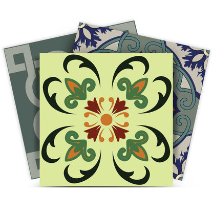 7" x 7" Blue And Green Peel And Stick Removable Tiles