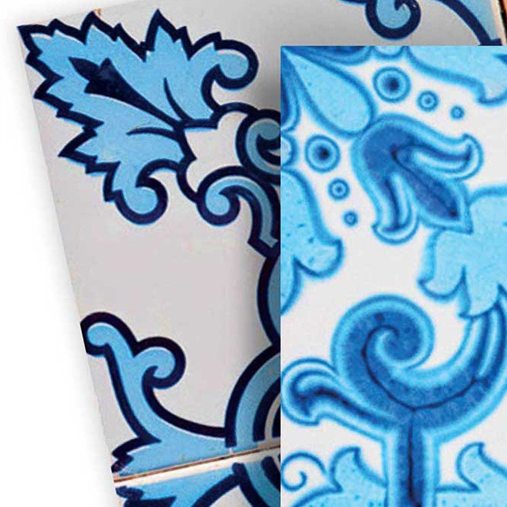 7" x 7" Blue And White Vinyl Peel And Stick Removable Tiles