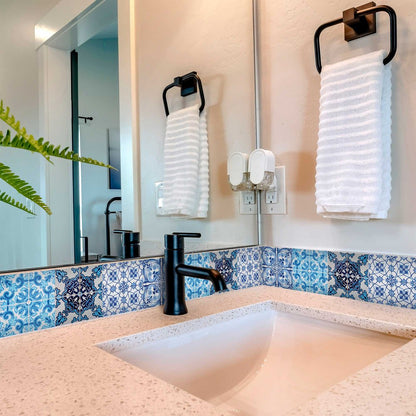 4" X 4" Mediterranean Blues Mosaic Peel and Stick Tiles