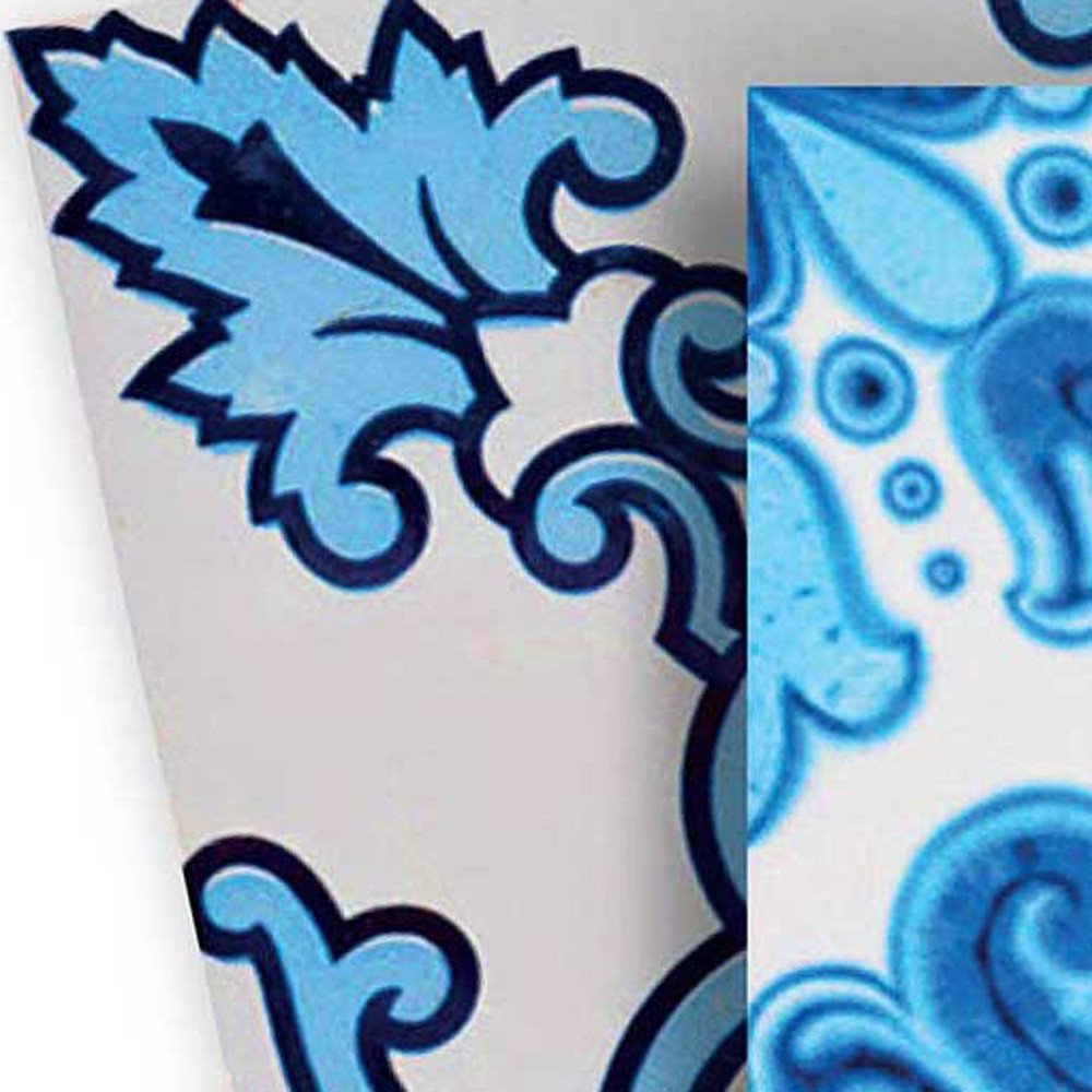 7" x 7" Blue And White Vinyl Peel And Stick Removable Tiles