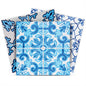 7" x 7" Blue And White Vinyl Peel And Stick Removable Tiles