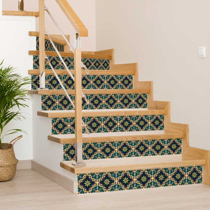 5" X 5" Agean Blue and Green Peel and Stick Tiles