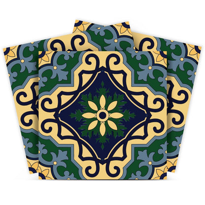 7" x 7" Blue And Green Vinyl Peel And Stick Removable Tiles