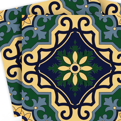7" x 7" Blue And Green Vinyl Peel And Stick Removable Tiles