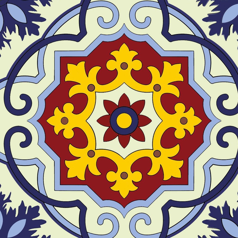 7" x 7" Blue And Yellow Vinyl Peel And Stick Removable Tiles