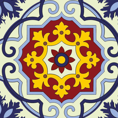 7" x 7" Blue And Yellow Vinyl Peel And Stick Removable Tiles