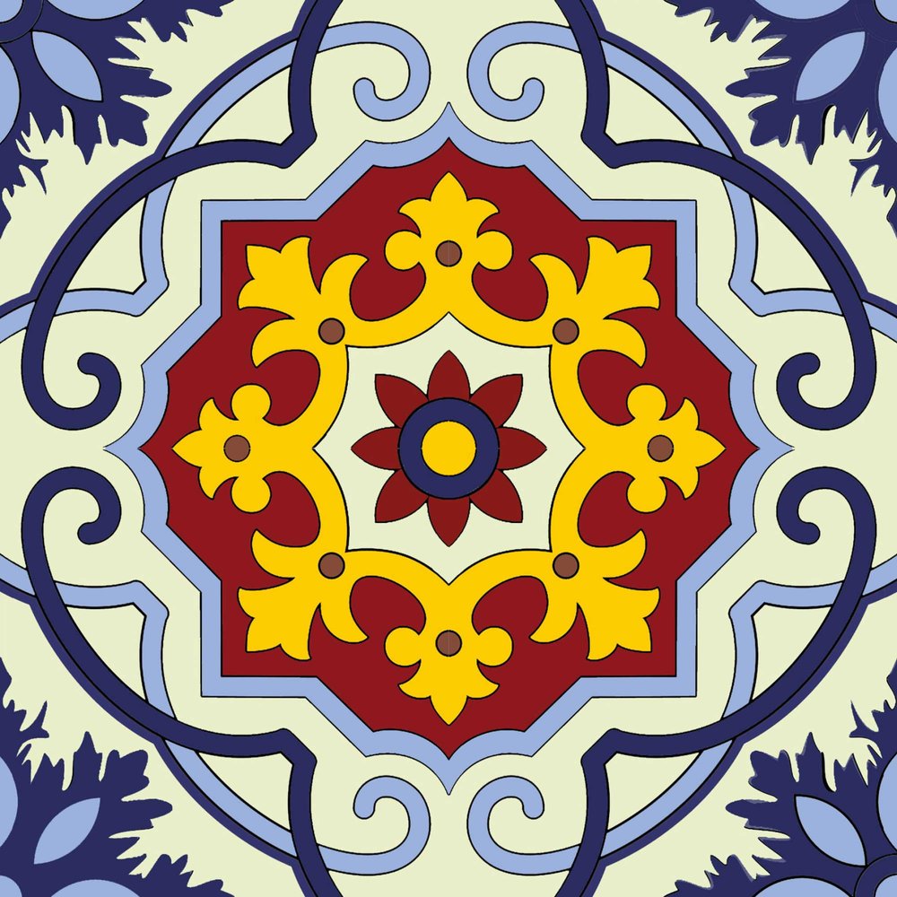 7" x 7" Blue And Yellow Vinyl Peel And Stick Removable Tiles