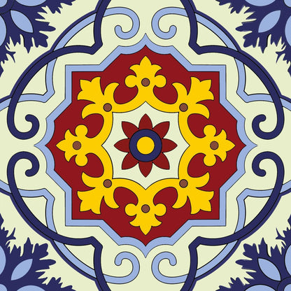 7" x 7" Blue And Yellow Vinyl Peel And Stick Removable Tiles