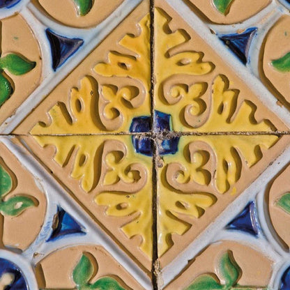 8" x 8" Blue And Yellow Vinyl Peel And Stick Removable Tiles
