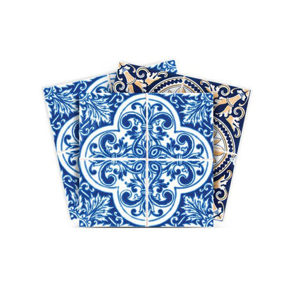 7" x 7" Blue Vinyl Peel And Stick Removable Tiles