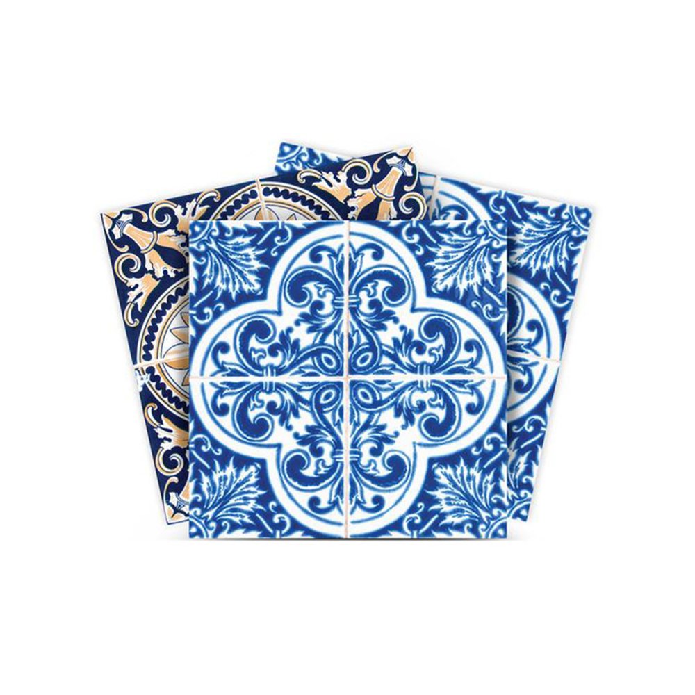7" x 7" Blue Vinyl Peel And Stick Removable Tiles