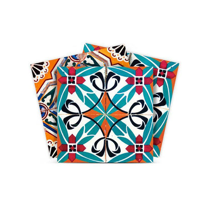 7" x 7" Orange And White Peel And Stick Removable Tiles