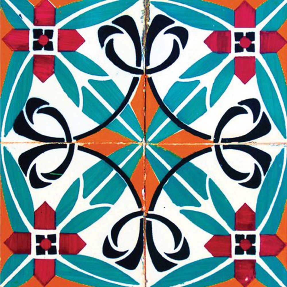 7" x 7" Orange And White Peel And Stick Removable Tiles