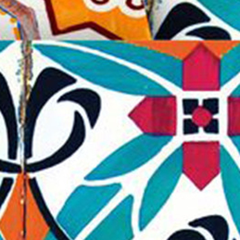 7" x 7" Orange And White Peel And Stick Removable Tiles