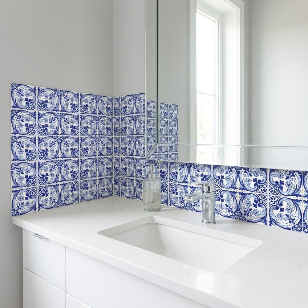 5" X 5" Blue Cloud Peel And Stick Removable Tiles